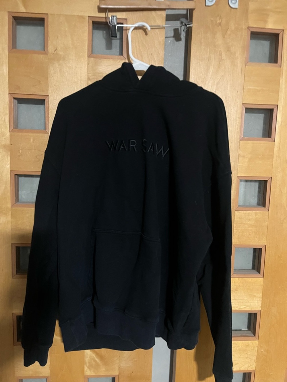 WARSAW Black Embroidered Hoodie - Classic Pullover, L